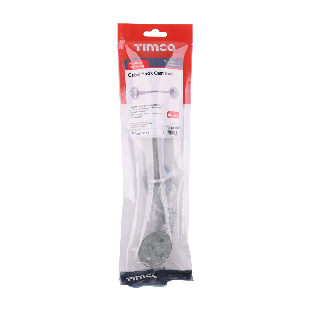 Cabin Hooks - Hot Dipped Galvanised | 10" | TIMpac additional image 2