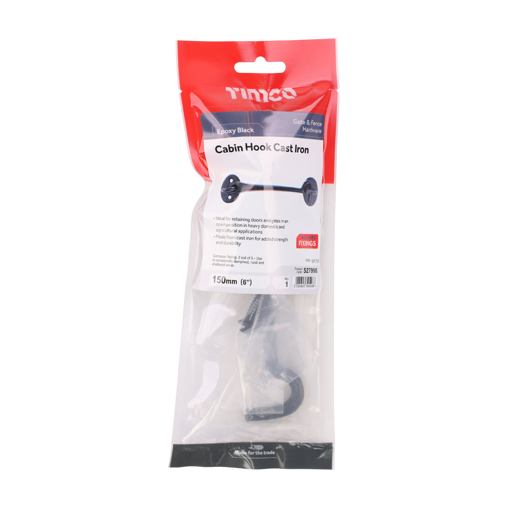 Cabin Hooks - Black | 6" | TIMpac additional image 2