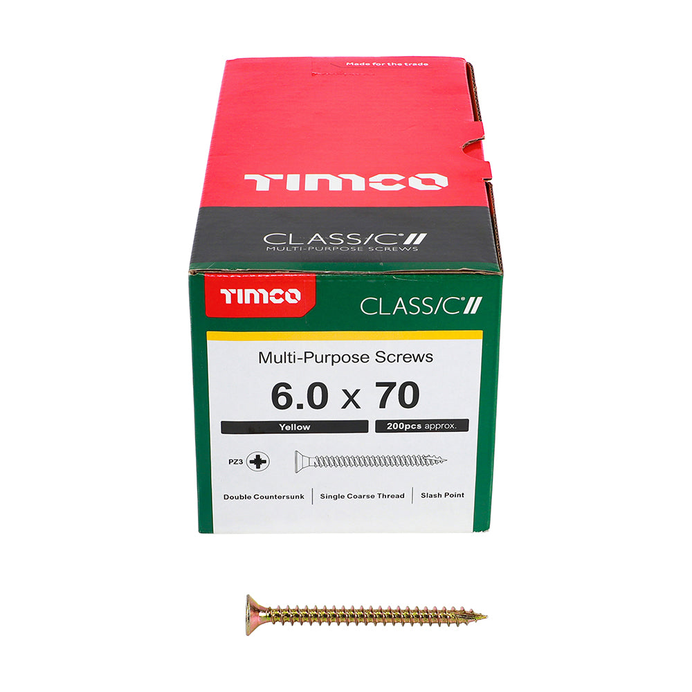 Classic Multi-Purpose Screws - PZ - Double Countersunk - Yellow | 6.0 x 70 additional image 3