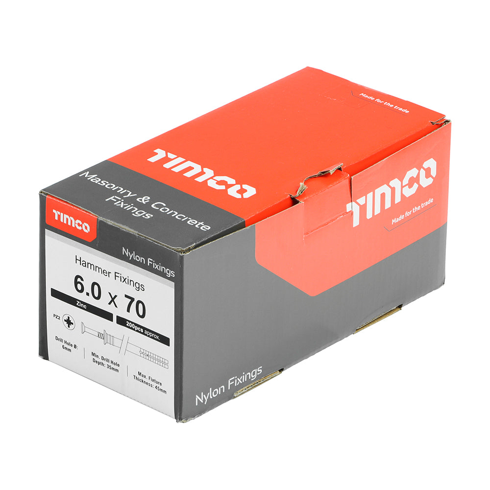 Nylon Hammer Fixing - PZ - Zinc | 6.0 x 70 additional image 2