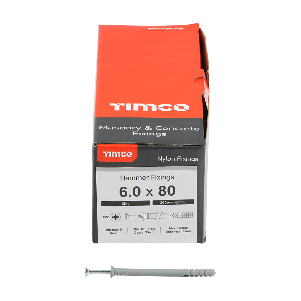 Nylon Hammer Fixing - PZ - Zinc | 6.0 x 80 additional image 3