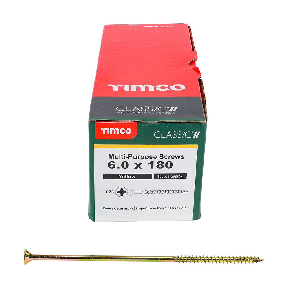 Classic Multi-Purpose Screws - PZ - Double Countersunk - Yellow | 6.0 x 180 additional image 3