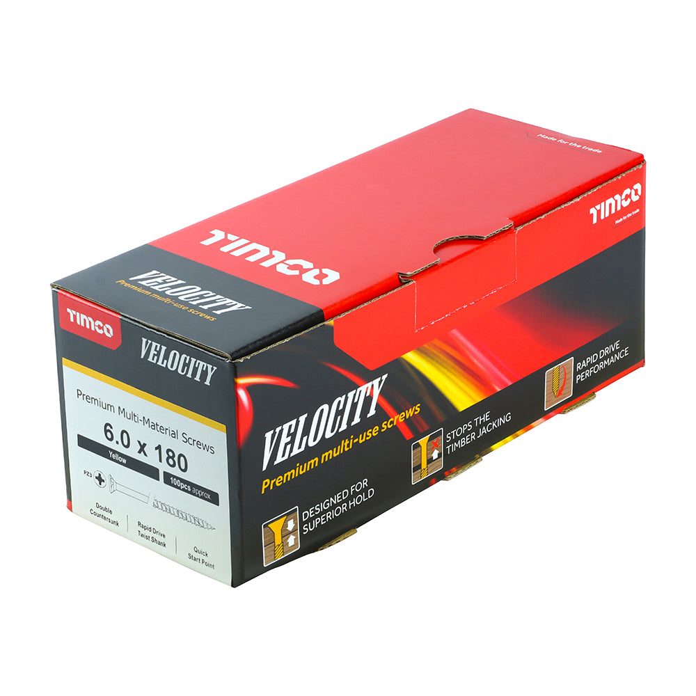 Velocity Premium Multi-Use Screws - PZ - Double Countersunk - Yellow | 6.0 x 180 additional image 2