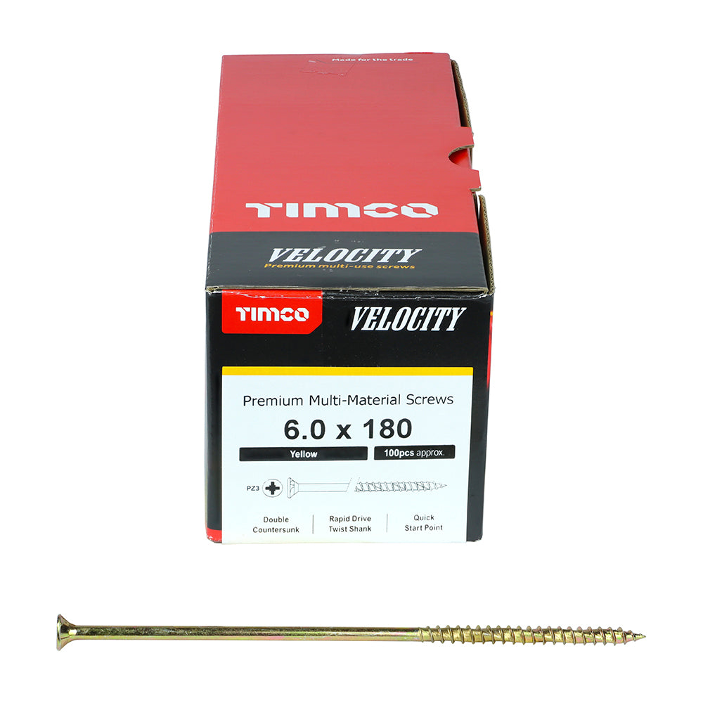 Velocity Premium Multi-Use Screws - PZ - Double Countersunk - Yellow | 6.0 x 180 additional image 3