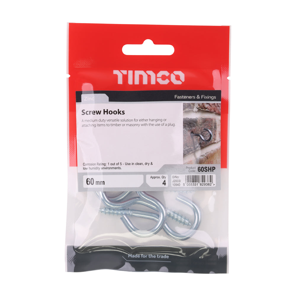 Screw Hooks - Zinc | 60mm additional image 2