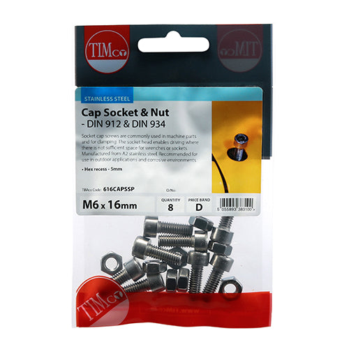Socket Screws & Hex Nuts - Cap - Stainless Steel | M6 x 16 additional image 2