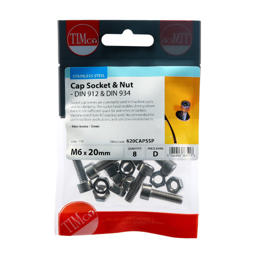 Socket Screws & Hex Nuts - Cap - Stainless Steel | M6 x 20 additional image 2