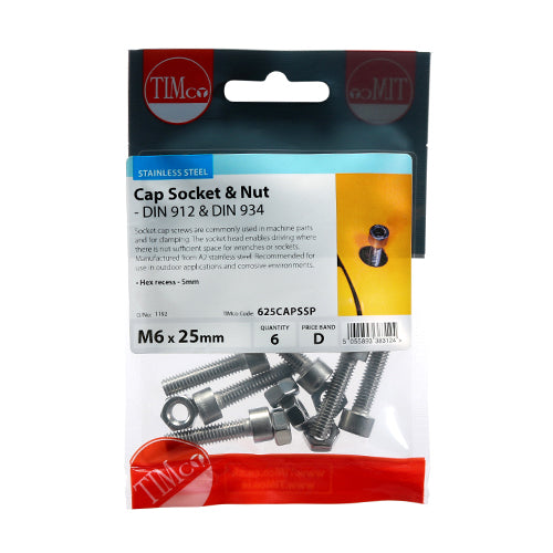 Socket Screws & Hex Nuts - Cap - Stainless Steel | M6 x 25 additional image 2