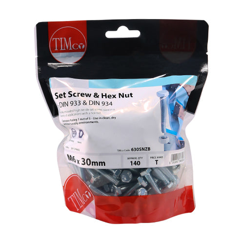 Set Screws & Hex Nuts - Grade 8.8 - Zinc | M6 x 30 additional image 2
