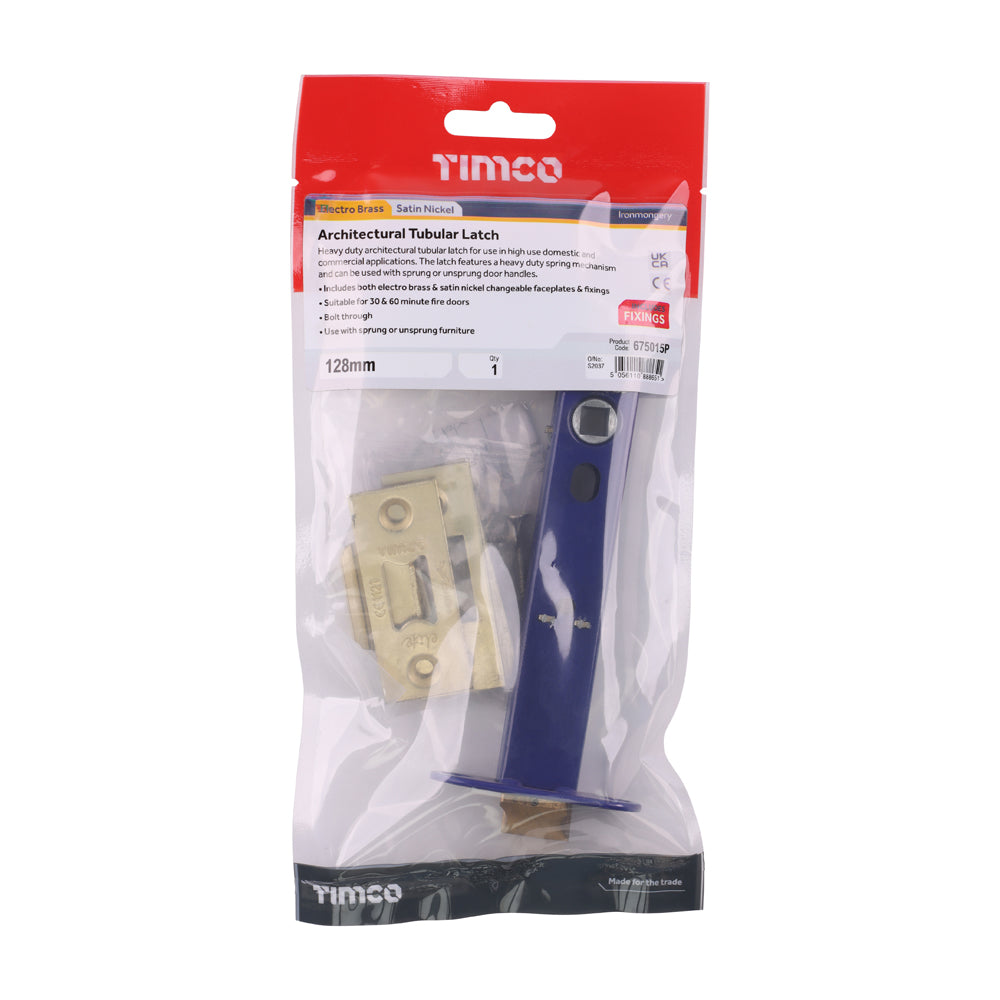 Architectural Tubular Latch - Electro Brass & Satin Nickel | 128 case / 107.5 backset | Tub | 1 Each | 675015P additional image 2