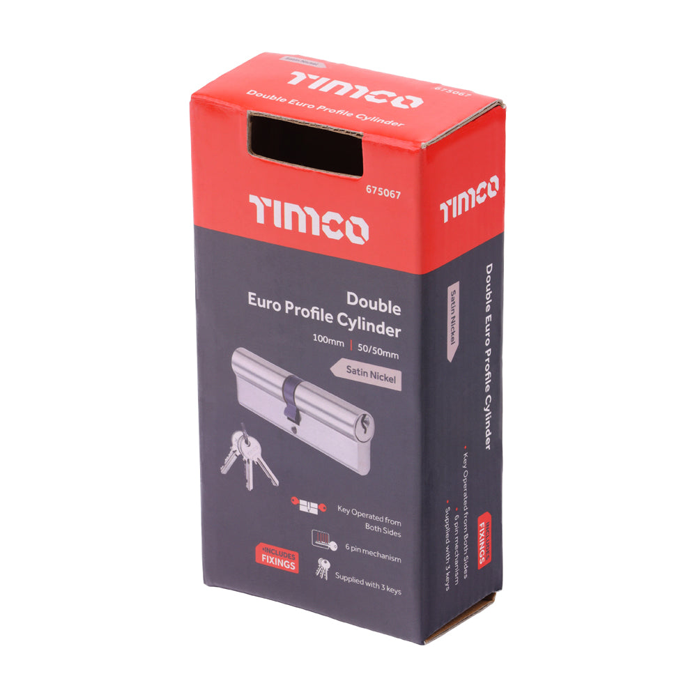 Euro Profile Cylinder - Double - Satin Nickel | 100 (50/50) additional image 2