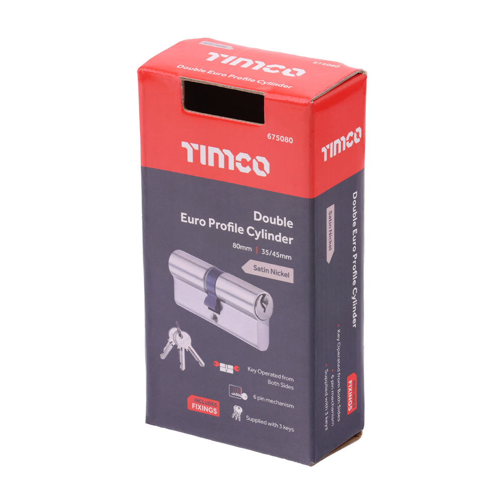 Euro Profile Cylinder - Double - Satin Nickel | 80 (35/45) additional image 2