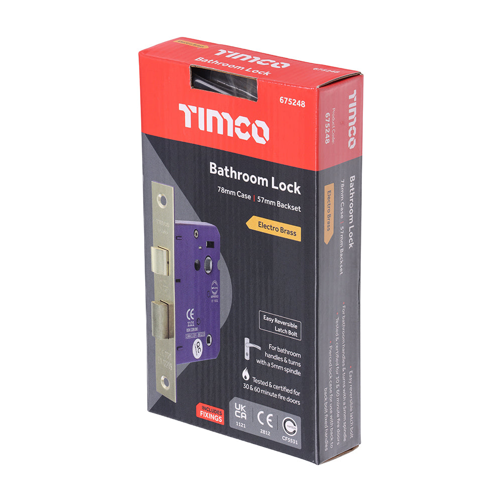 Bathroom Lock - Electro Brass | 78mm additional image 2