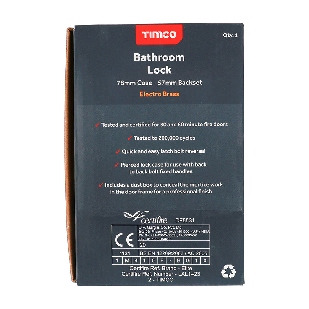 Bathroom Lock - Electro Brass | 78mm additional image 3