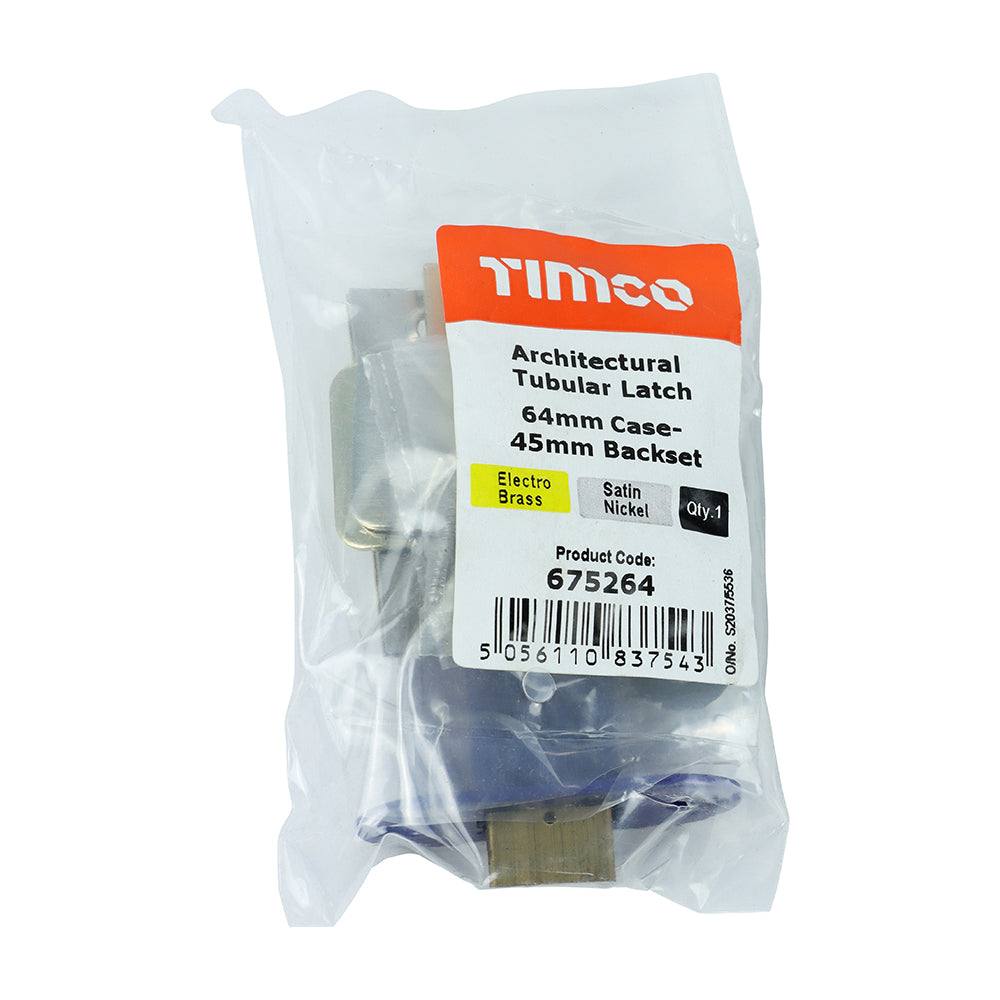 Architectural Tubular Latch - Electro Brass & Satin Nickel | 64 case / 45 backset | Tub | 1 Each | 675264 additional image 2