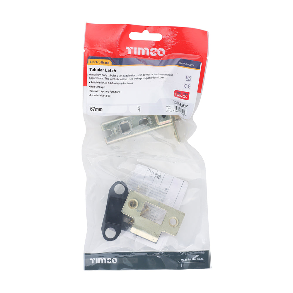 Tubular Latch - Electro Brass | 67 case / 45 backset | Tub | 1 Each | 675303P additional image 2