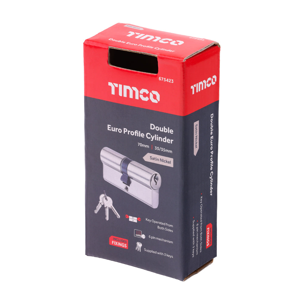 Euro Profile Cylinder - Double - Satin Nickel | 70 (35/35) additional image 2