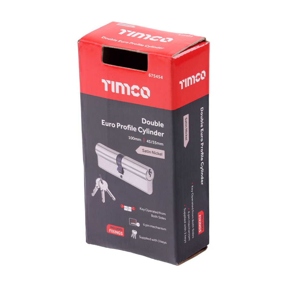 Euro Profile Cylinder - Double - Satin Nickel | 100 (45/55) additional image 3