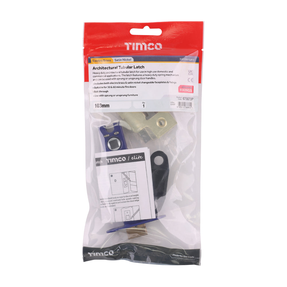 Architectural Tubular Latch - Electro Brass & Satin Nickel | 103 case / 82.5 backset | Tub | 1 Each | 675673P additional image 2