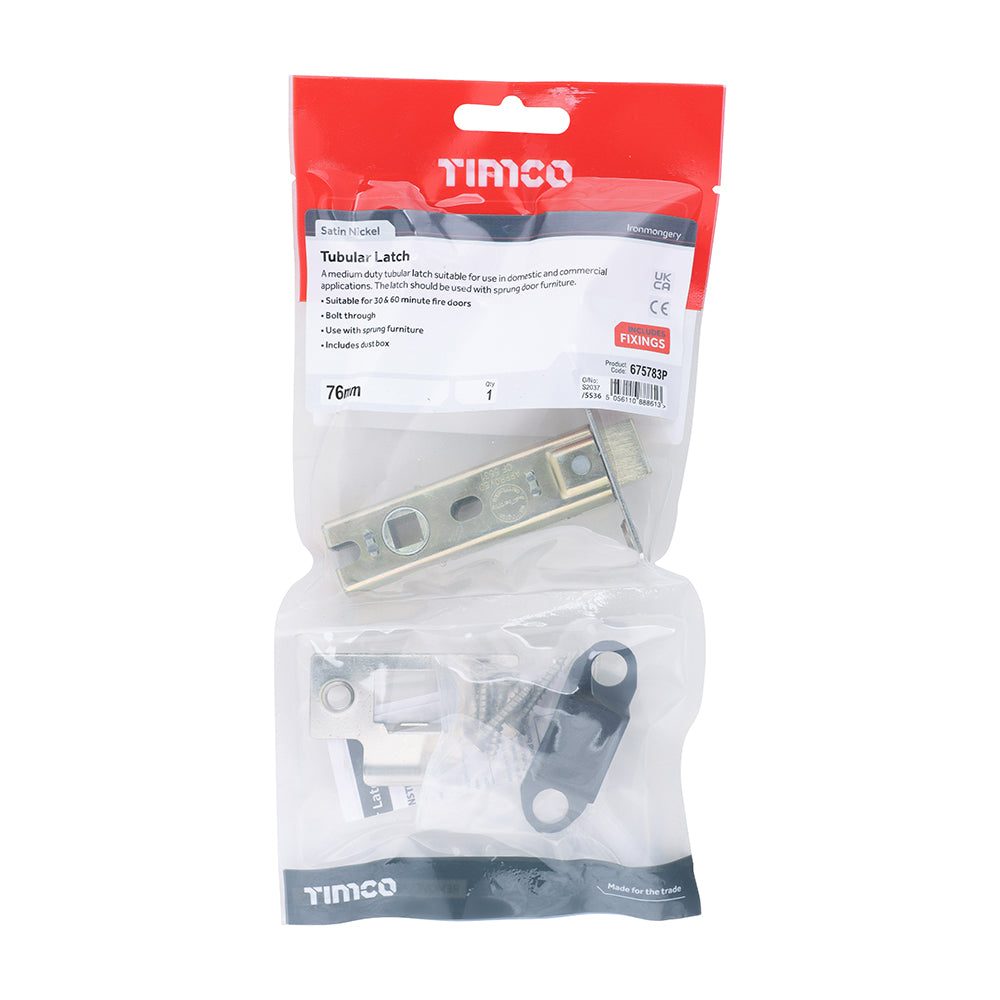 Tubular Latch - Satin Nickel | 76 case / 57 backset | Tub | 1 Each | 675783P additional image 2