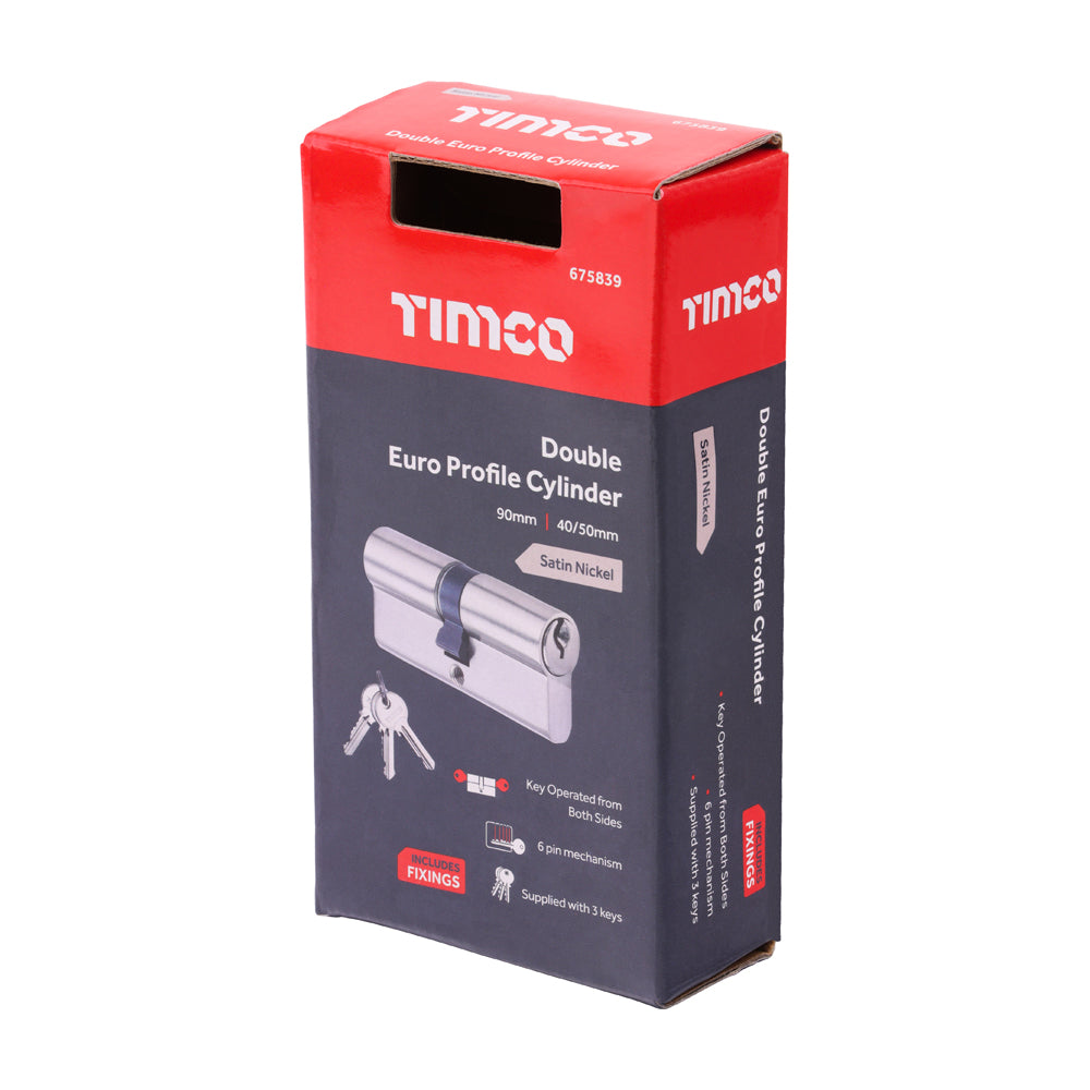 Euro Profile Cylinder - Double - Satin Nickel | 90 (40/50) additional image 2
