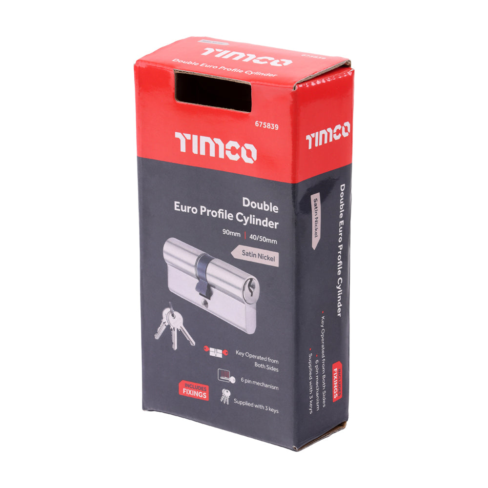 Euro Profile Cylinder - Double - Satin Nickel | 90 (40/50) additional image 3