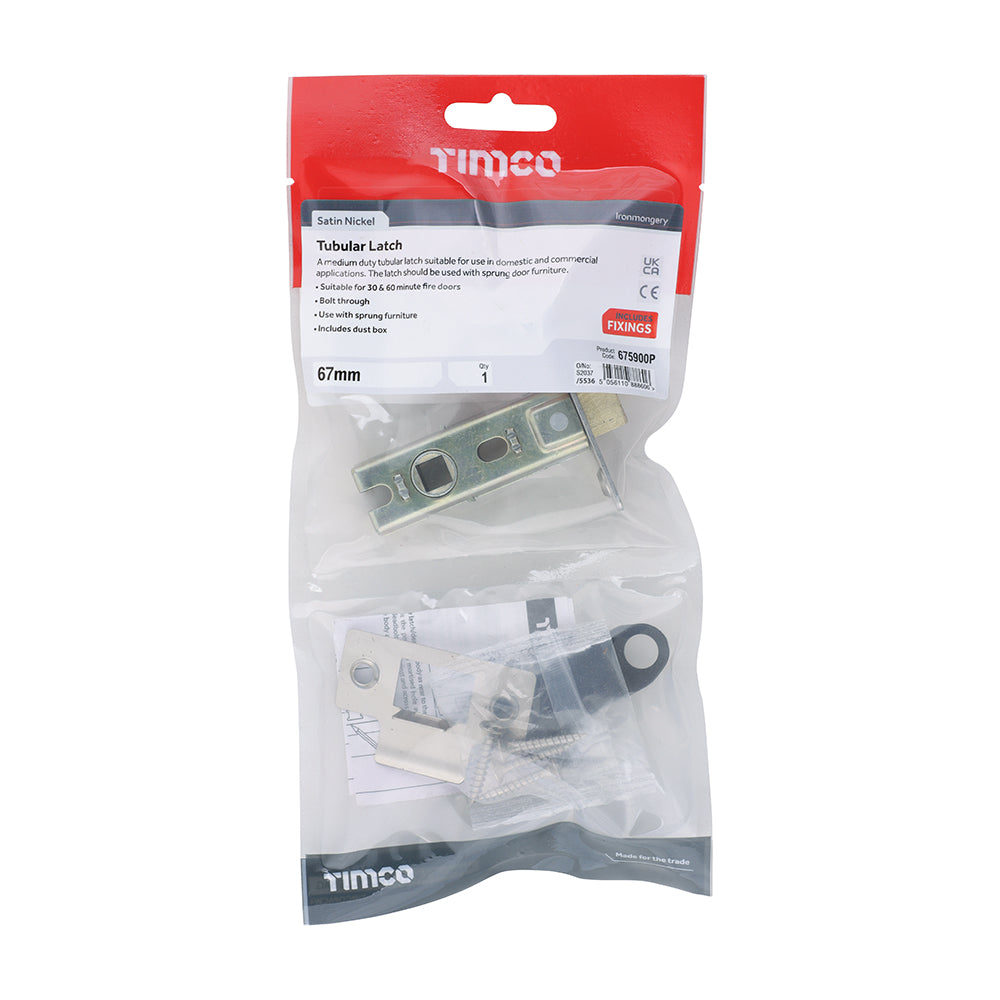Tubular Latch - Satin Nickel | 67 case / 45 backset | Tub | 1 Each | 675900P additional image 2