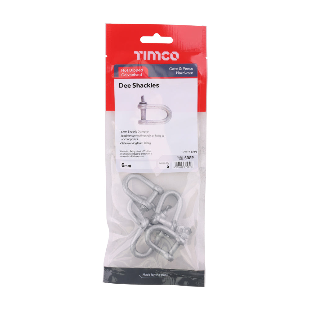 Dee Shackles - Hot Dipped Galvanised | 6mm | TIMpac additional image 2