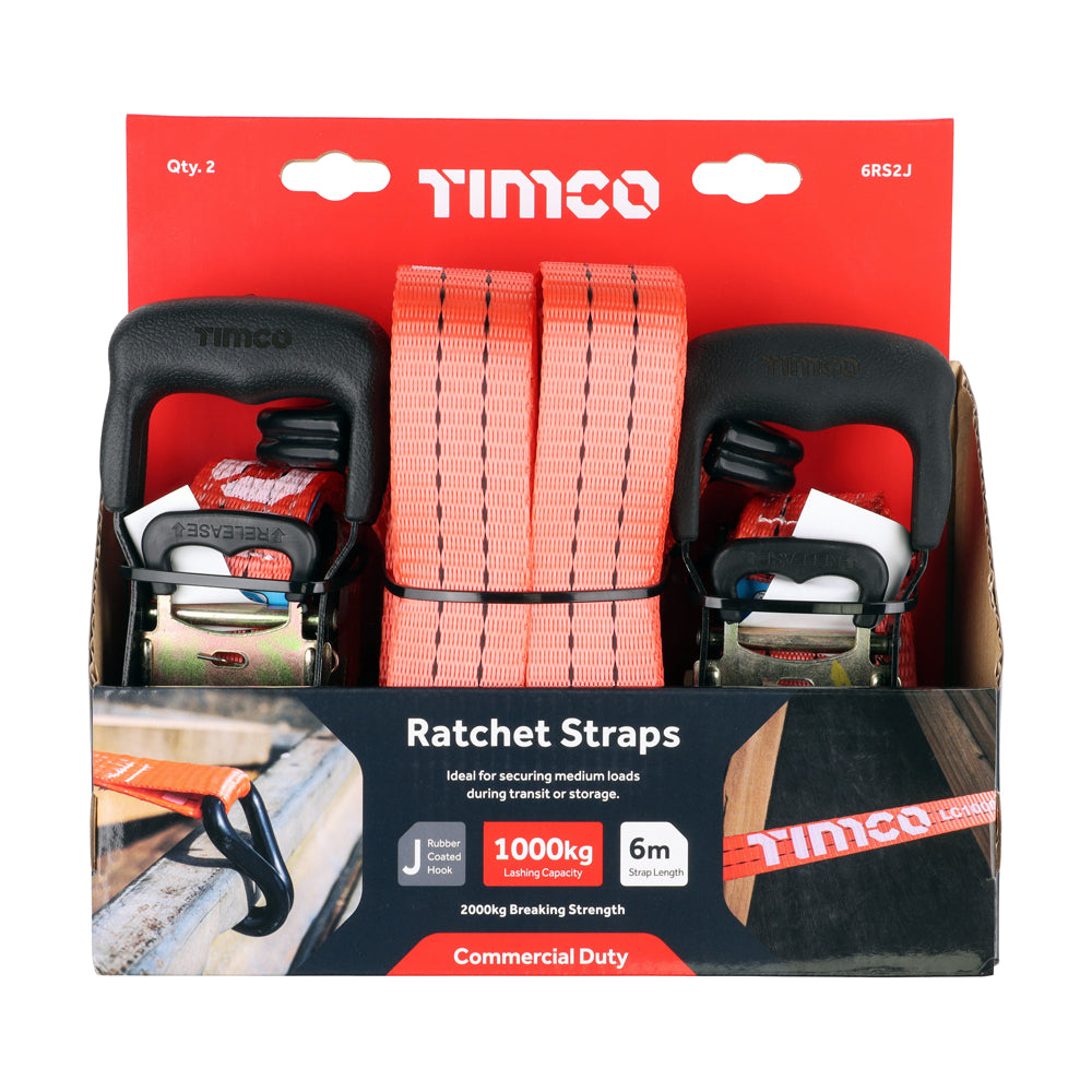 Ratchet Straps - J Hook - Commercial Duty | 6m x 35mm additional image 2