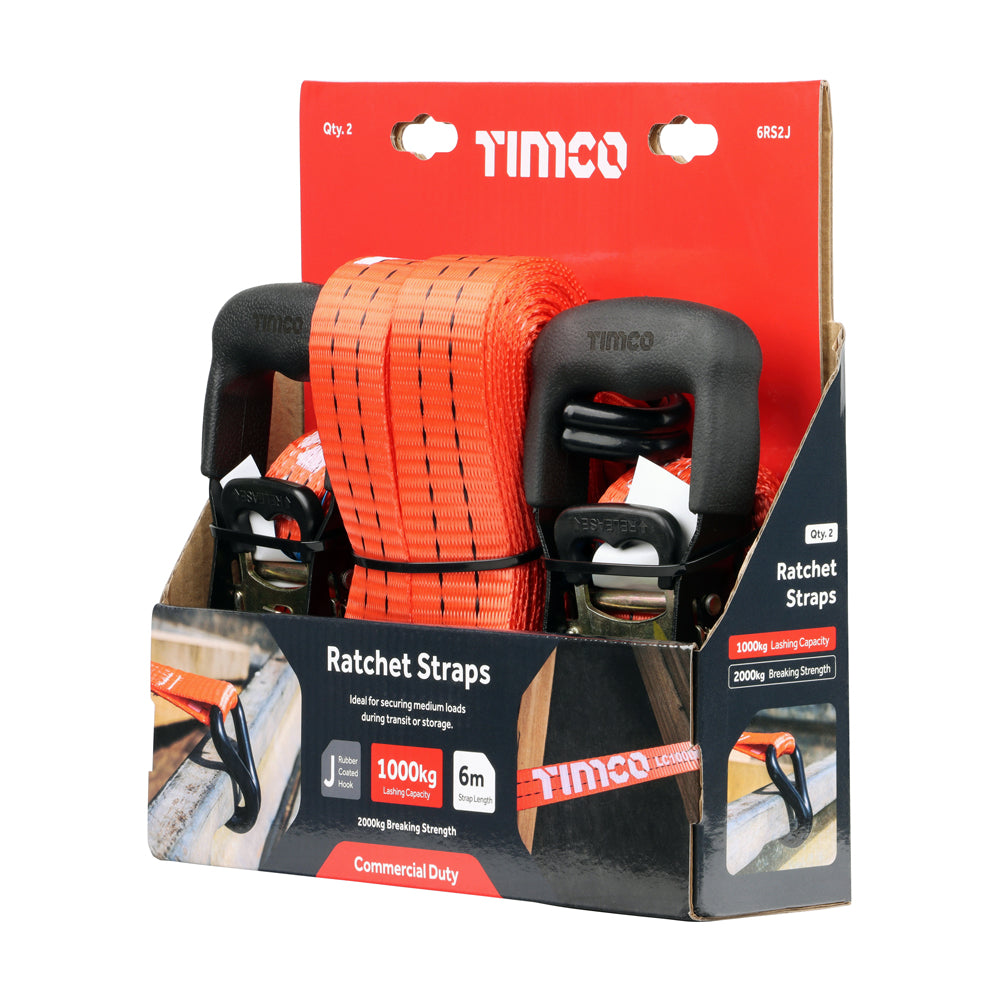 Ratchet Straps - J Hook - Commercial Duty | 6m x 35mm additional image 3