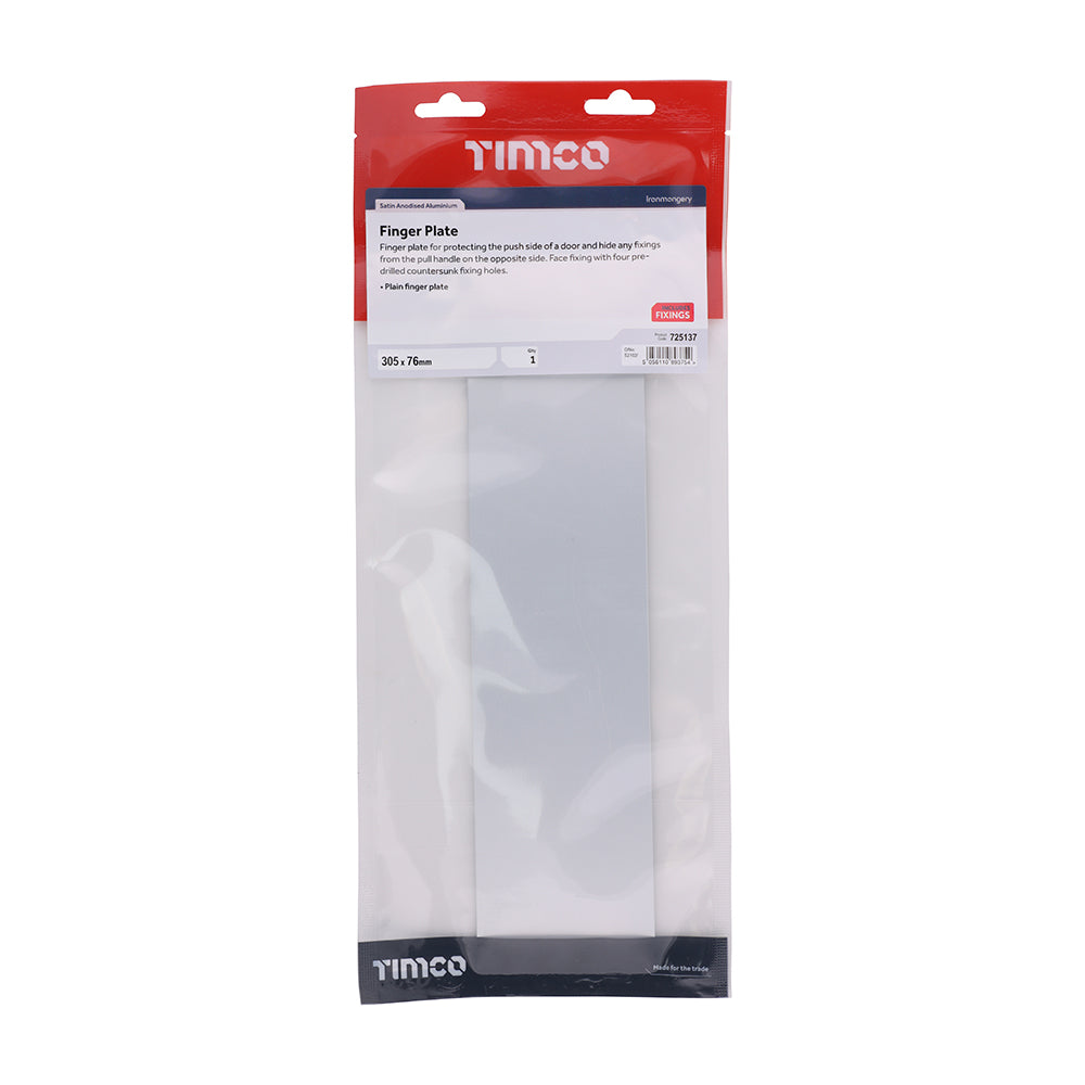 Finger Plate - Satin Anodised Aluminium | 305 x 76 | Bag | 1 Each | 725137 additional image 2