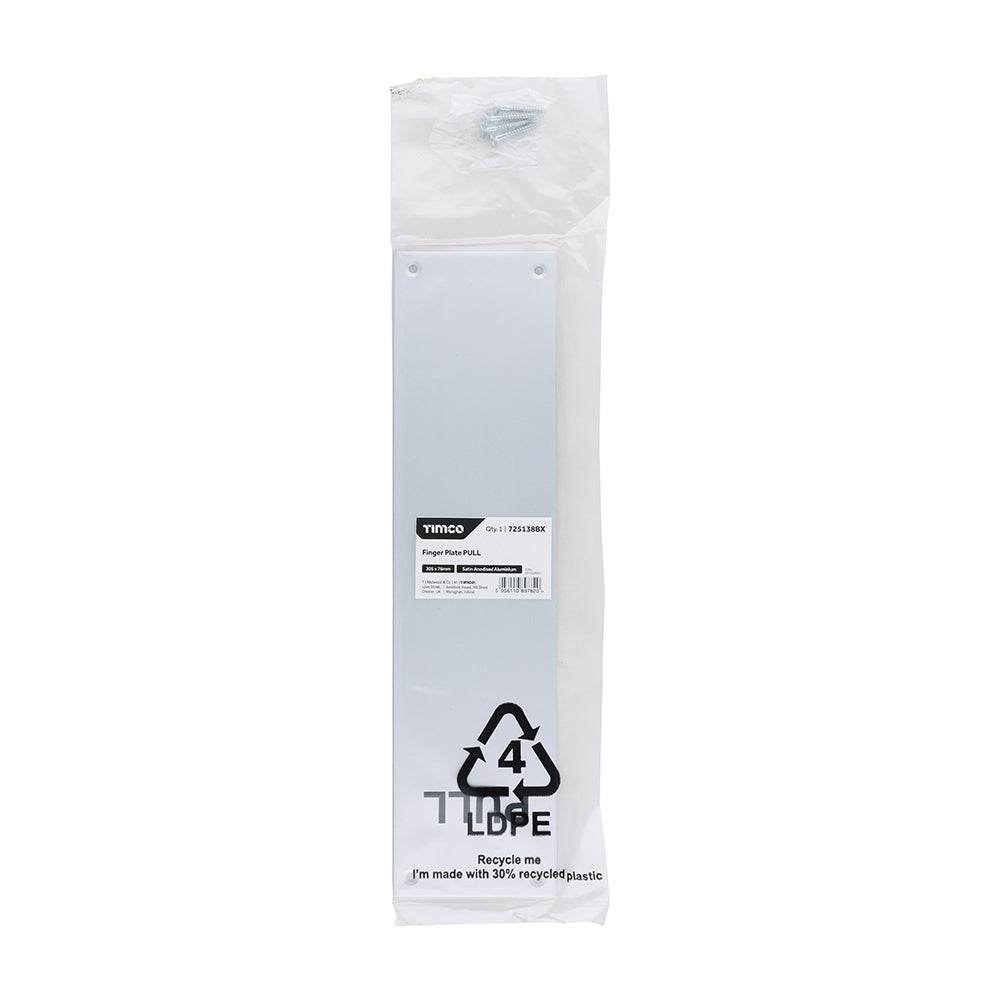 Finger Plate PULL - Satin Anodised Aluminium | 305 x 76 | Bag | 1 Each | 725138BX additional image 2