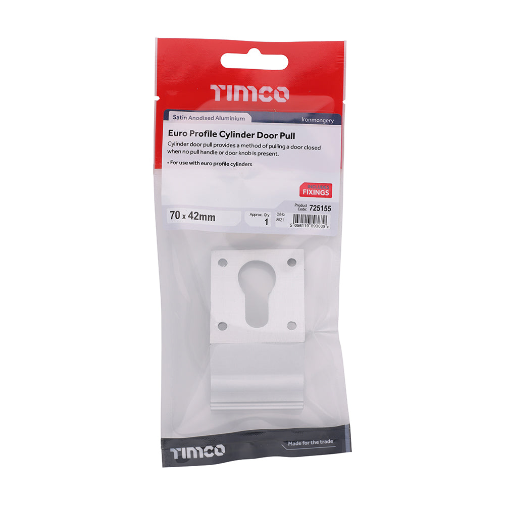 Euro Profile Cylinder Door Pull - Satin Anodised Aluminium | 70 x 42 | Tin additional image 2