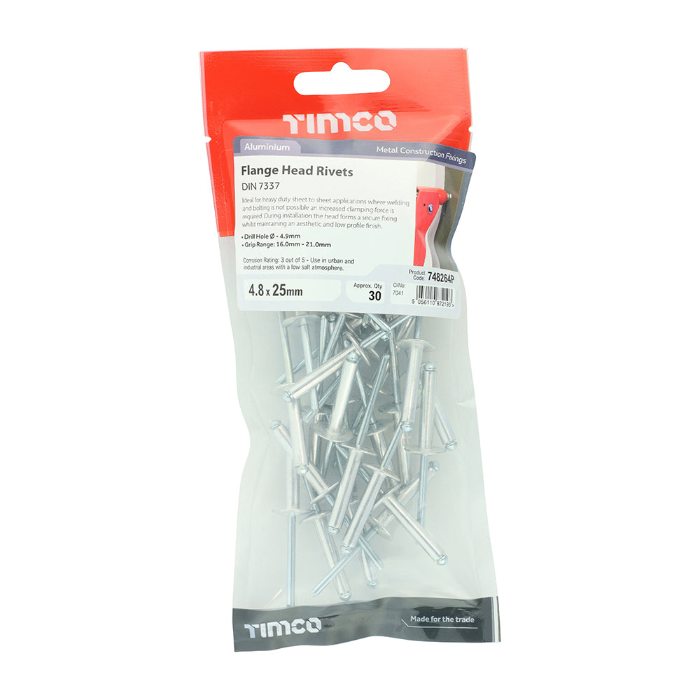 Rivets - Flange Head - Aluminium | 4.8 x 25 | TIMpac additional image 2