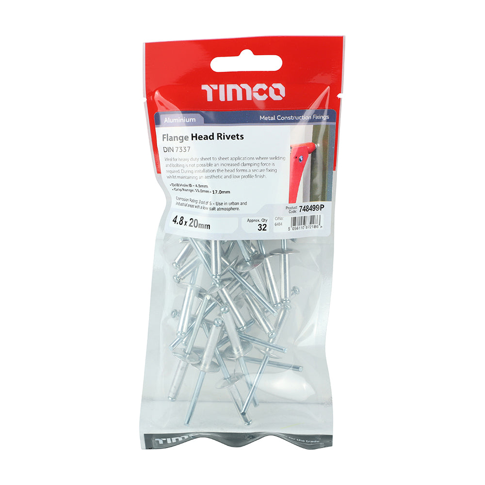 Rivets - Flange Head - Aluminium | 4.8 x 20 | TIMpac additional image 2