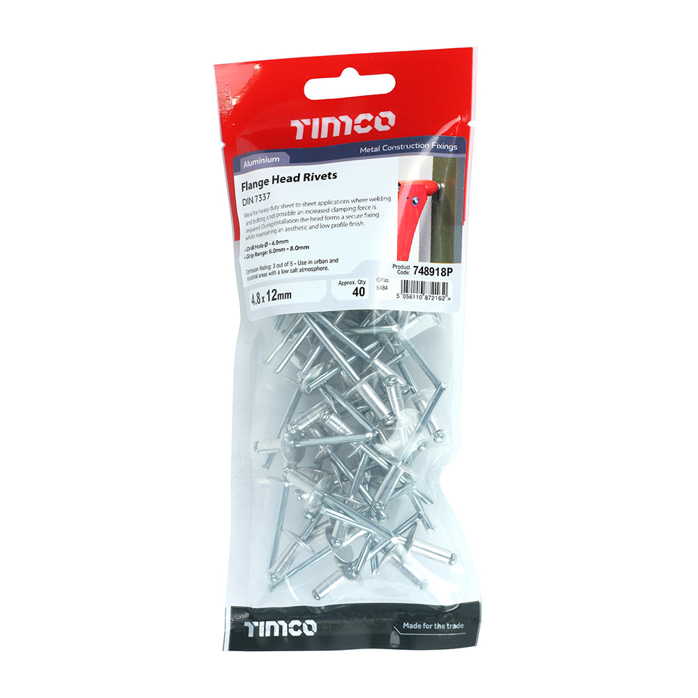 Rivets - Flange Head - Aluminium | 4.8 x 12 | TIMpac additional image 2