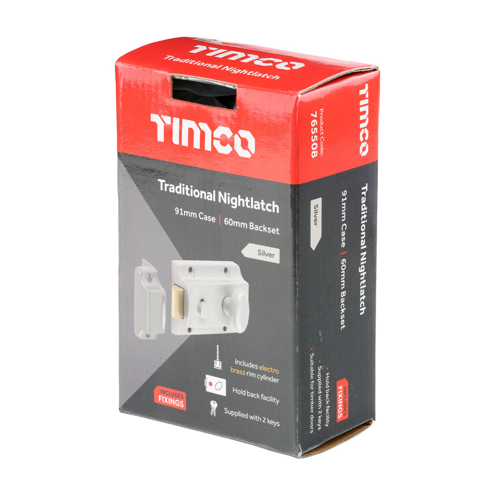 Traditional Nightlatch - Silver | 91 case / 60 backset additional image 2