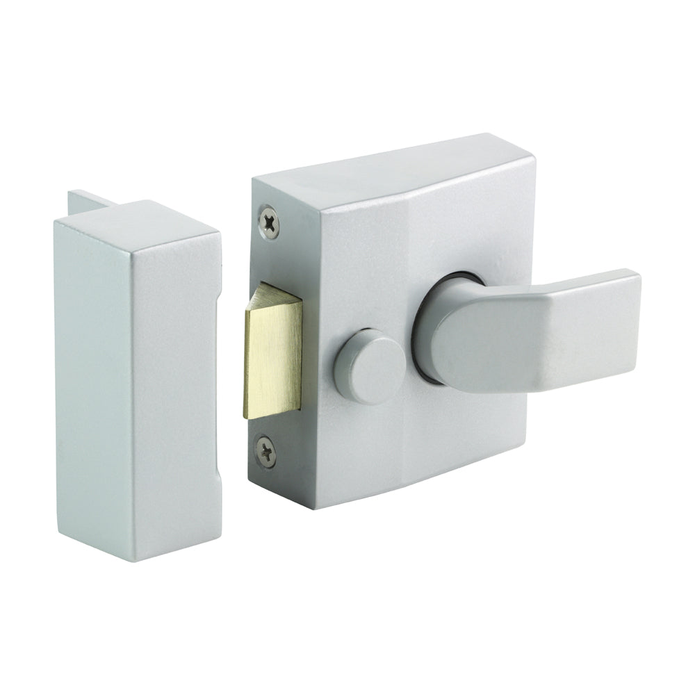 Narrow Style Nightlatch - Silver | 68 case / 40 backset product image