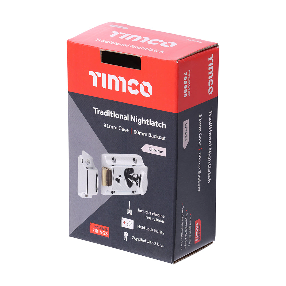 Traditional Nightlatch - Chrome | 91 case / 60 backset additional image 2