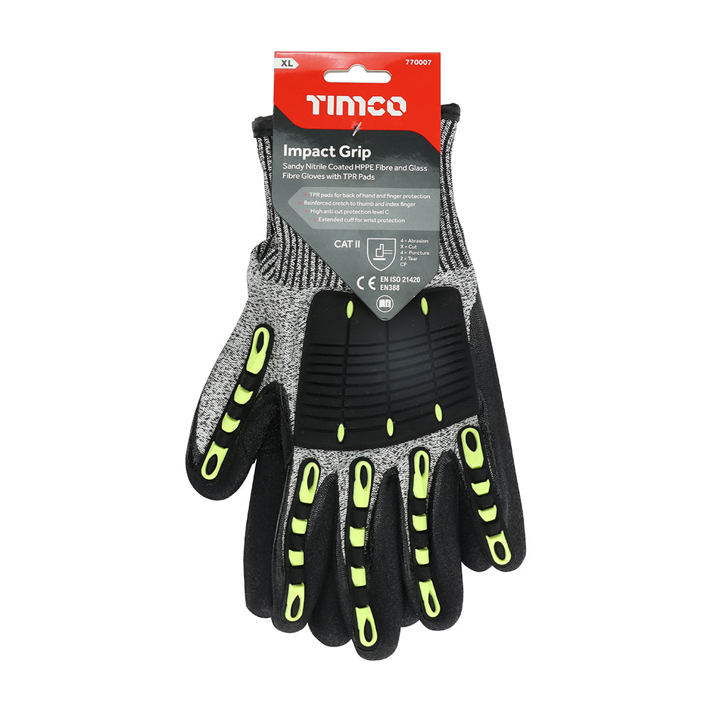Impact Cut Glove - Sandy Nitrile Coated HPPE Fibre and Glass Fibre Gloves with TPR Pads | X Large additional image 2