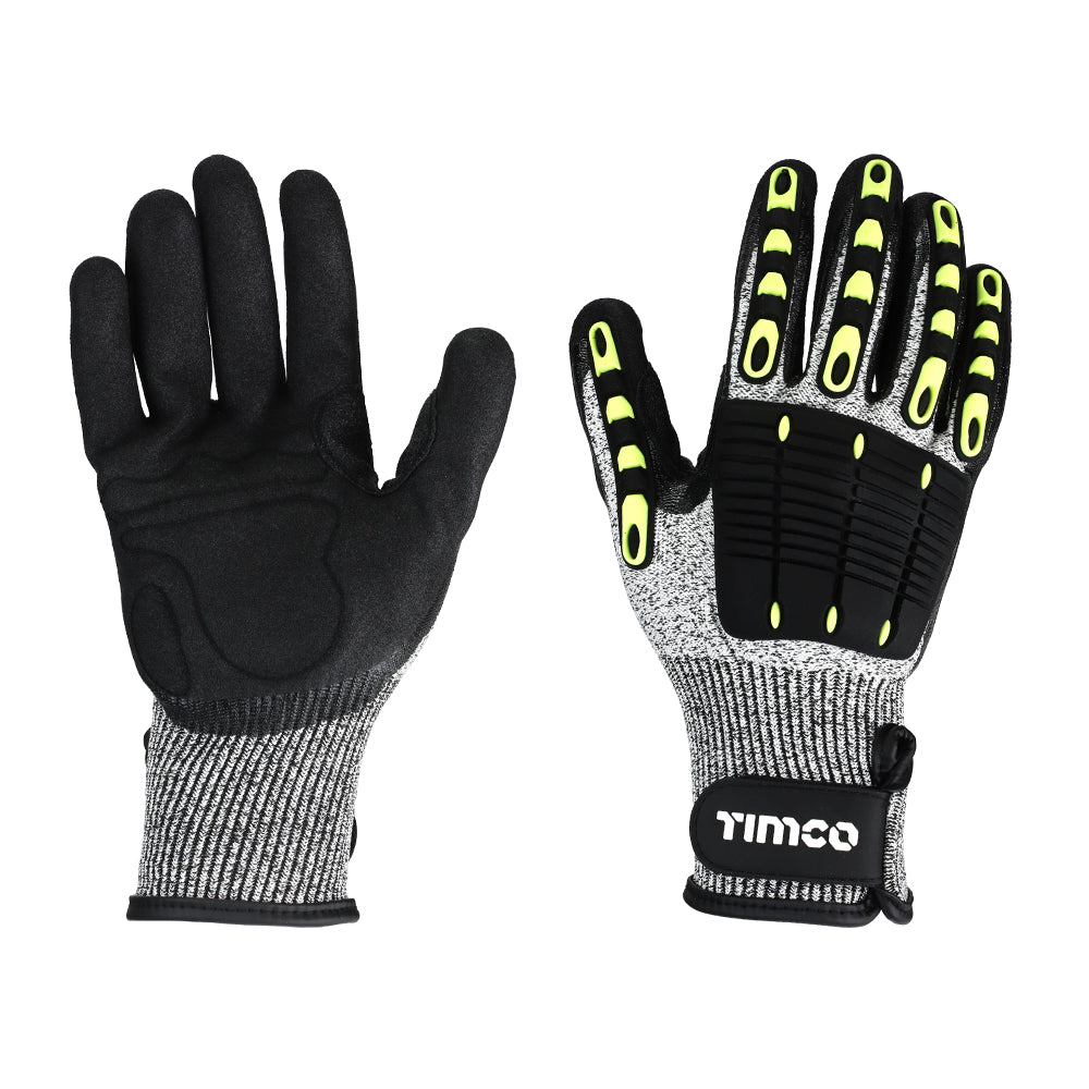 Impact Cut Glove - Sandy Nitrile Coated HPPE Fibre and Glass Fibre Gloves with TPR Pads | Large product image