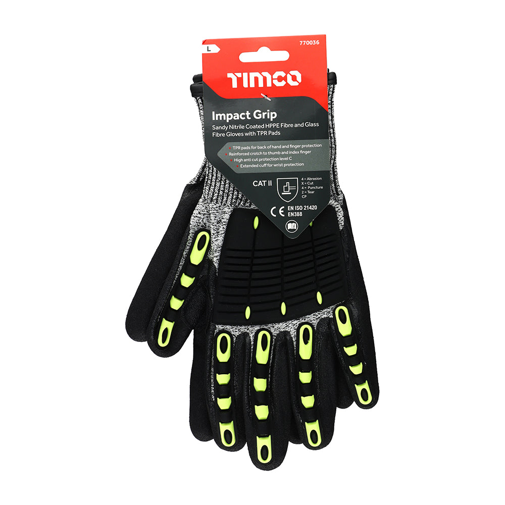 Impact Cut Glove - Sandy Nitrile Coated HPPE Fibre and Glass Fibre Gloves with TPR Pads | Large additional image 2