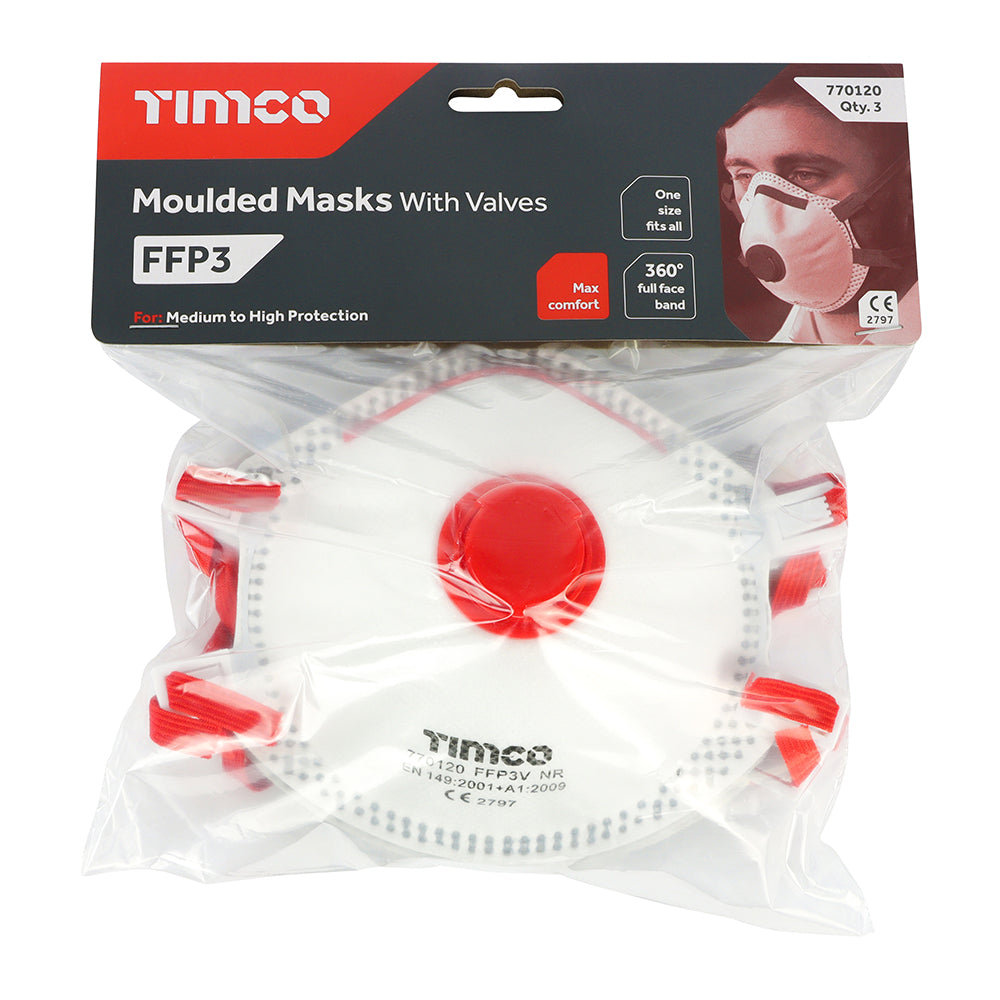 FFP3 Moulded Masks with Valve | One Size | Bag additional image 3
