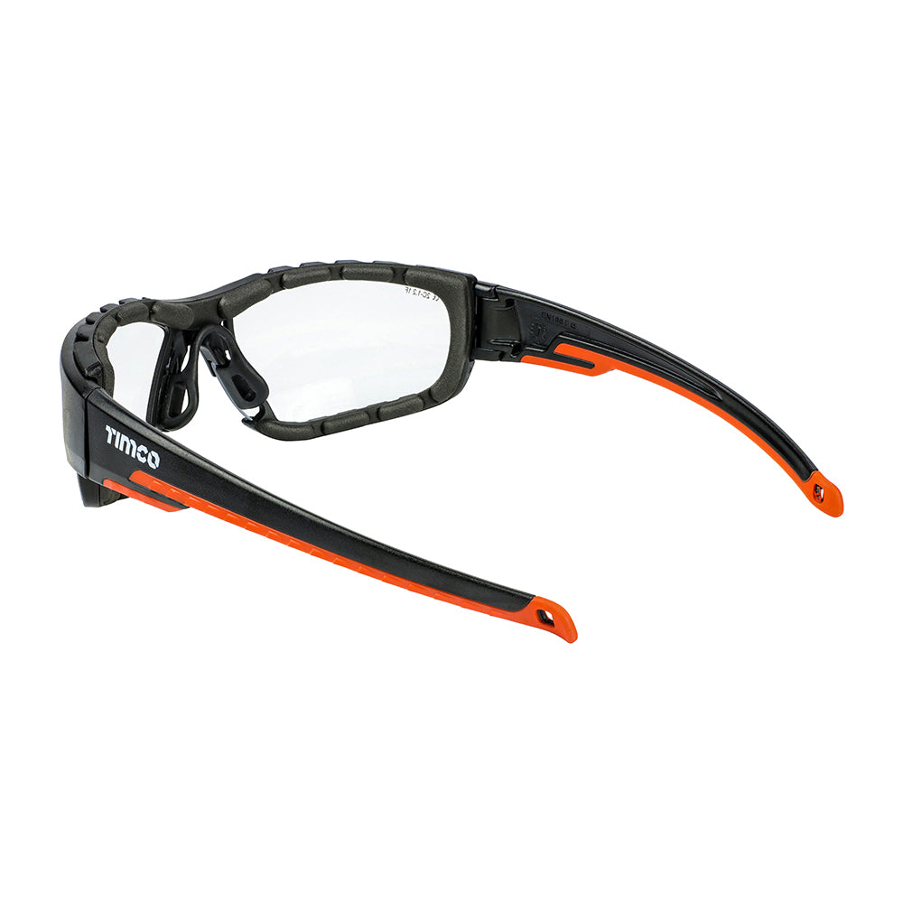 Sports Style Safety Glasses - With Foam Dust Guard - Clear | One Size additional image 2
