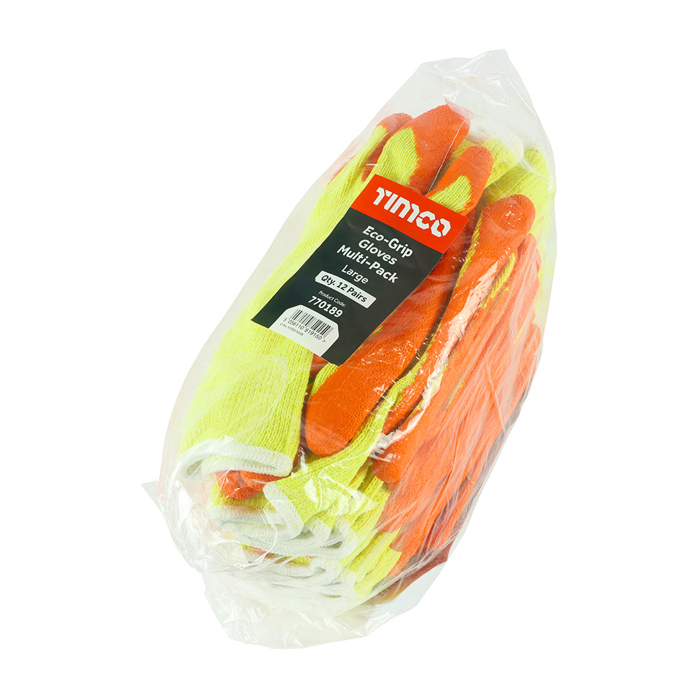 Eco-Grip Gloves - Crinkle Latex Coated Polycotton - Multi Pack | Large additional image 2