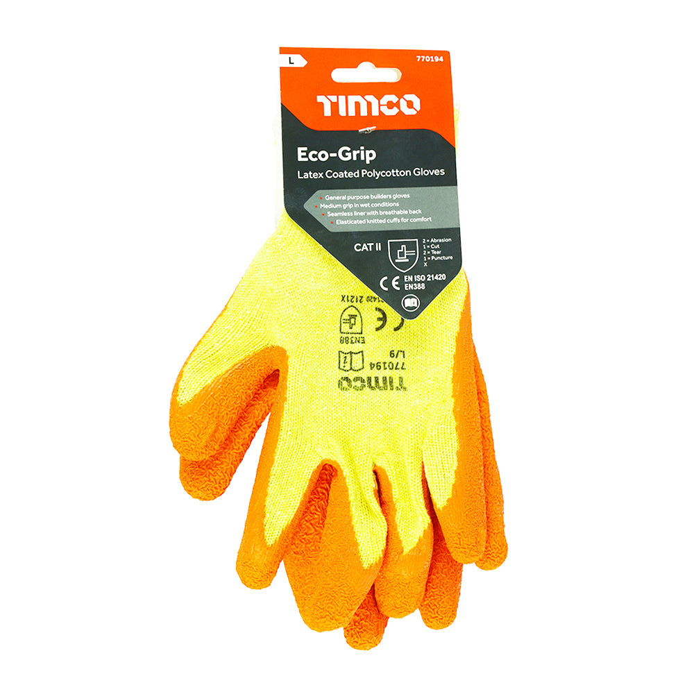 Eco-Grip Gloves - Crinkle Latex Coated Polycotton | Large additional image 2
