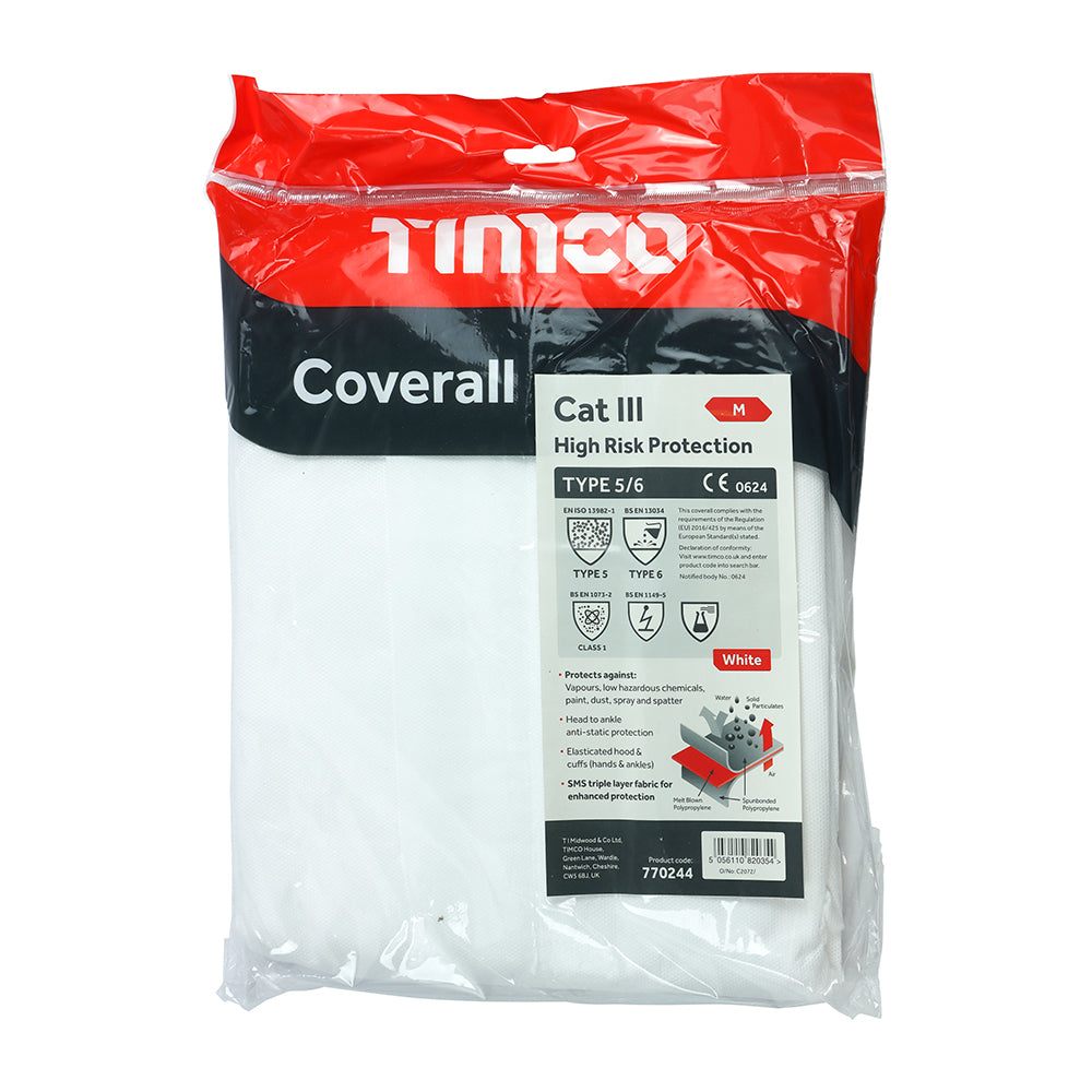 Cat III Type 5/6 Coverall - High Risk Protection - White | Medium additional image 2