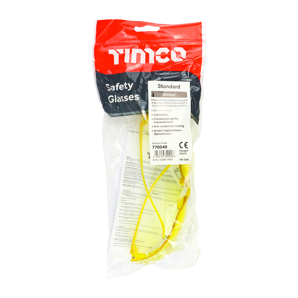 Standard Safety Glasses - Amber | One Size additional image 2