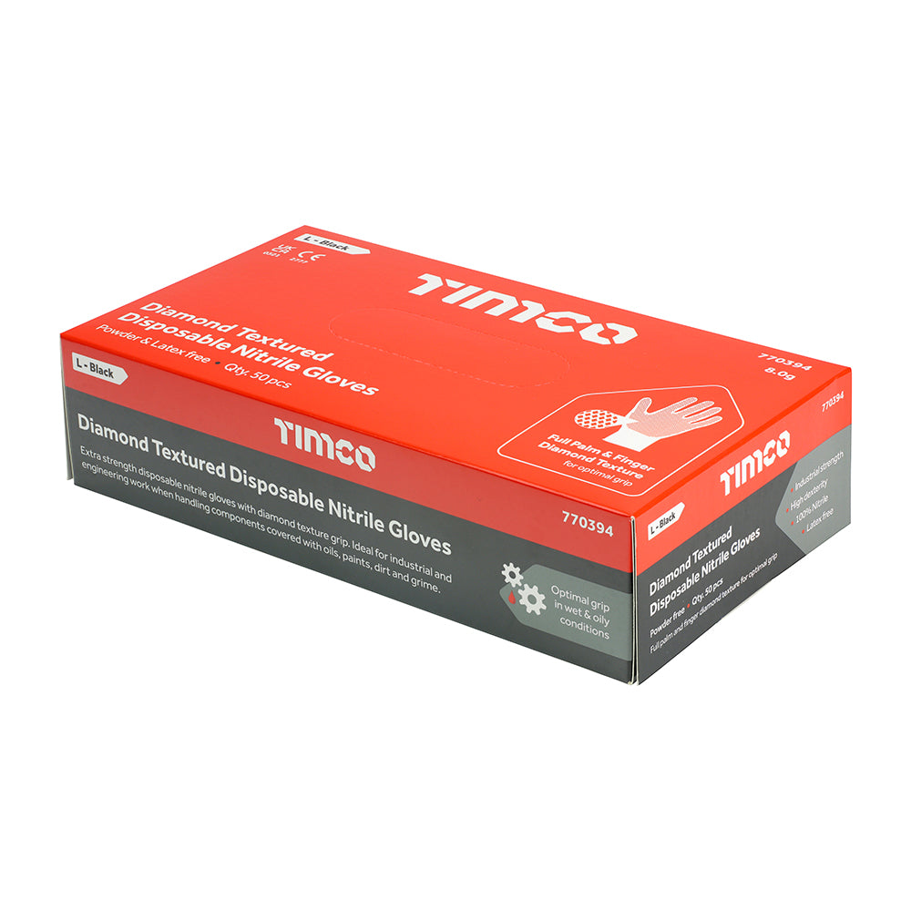 Diamond Textured Disposable Nitrile Gloves | Large additional image 2