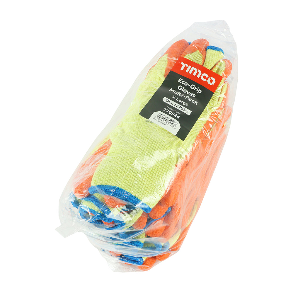 Eco-Grip Gloves - Crinkle Latex Coated Polycotton - Multi Pack | X Large additional image 2